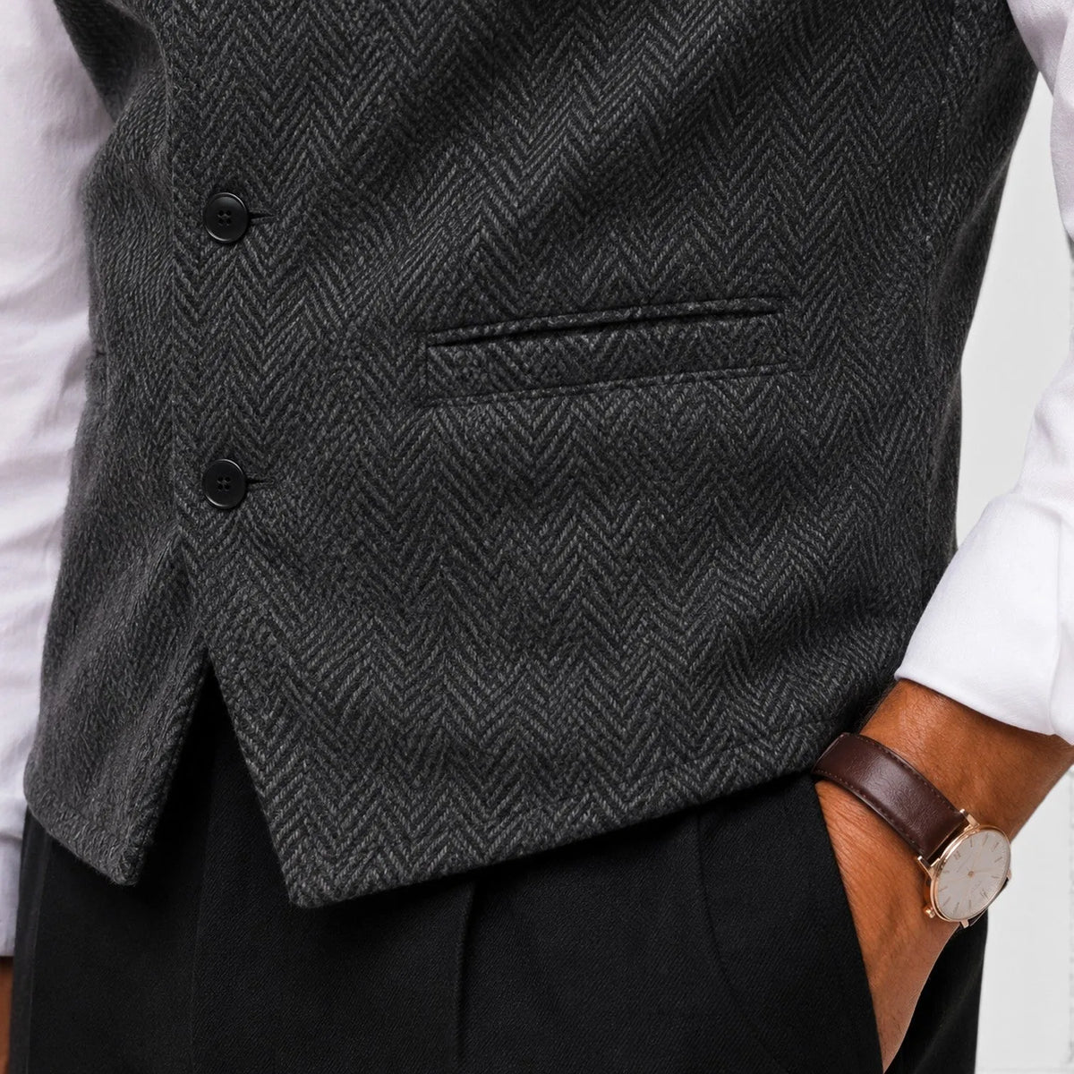 Gilet ajusté pour homme | Gilet en mélange de laine à chevrons