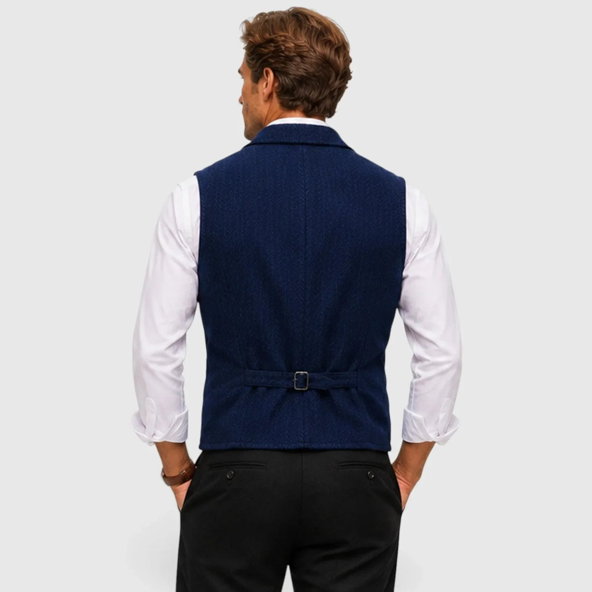 Gilet ajusté pour homme | Gilet en mélange de laine à chevrons
