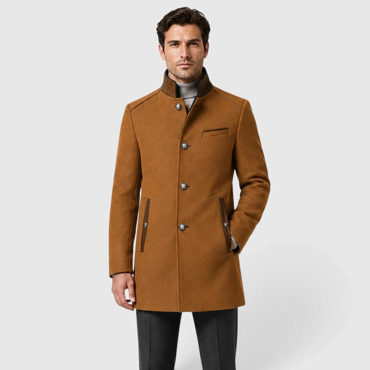 Men's Wool Blend Trench Coat | Smart Casual Overcoat