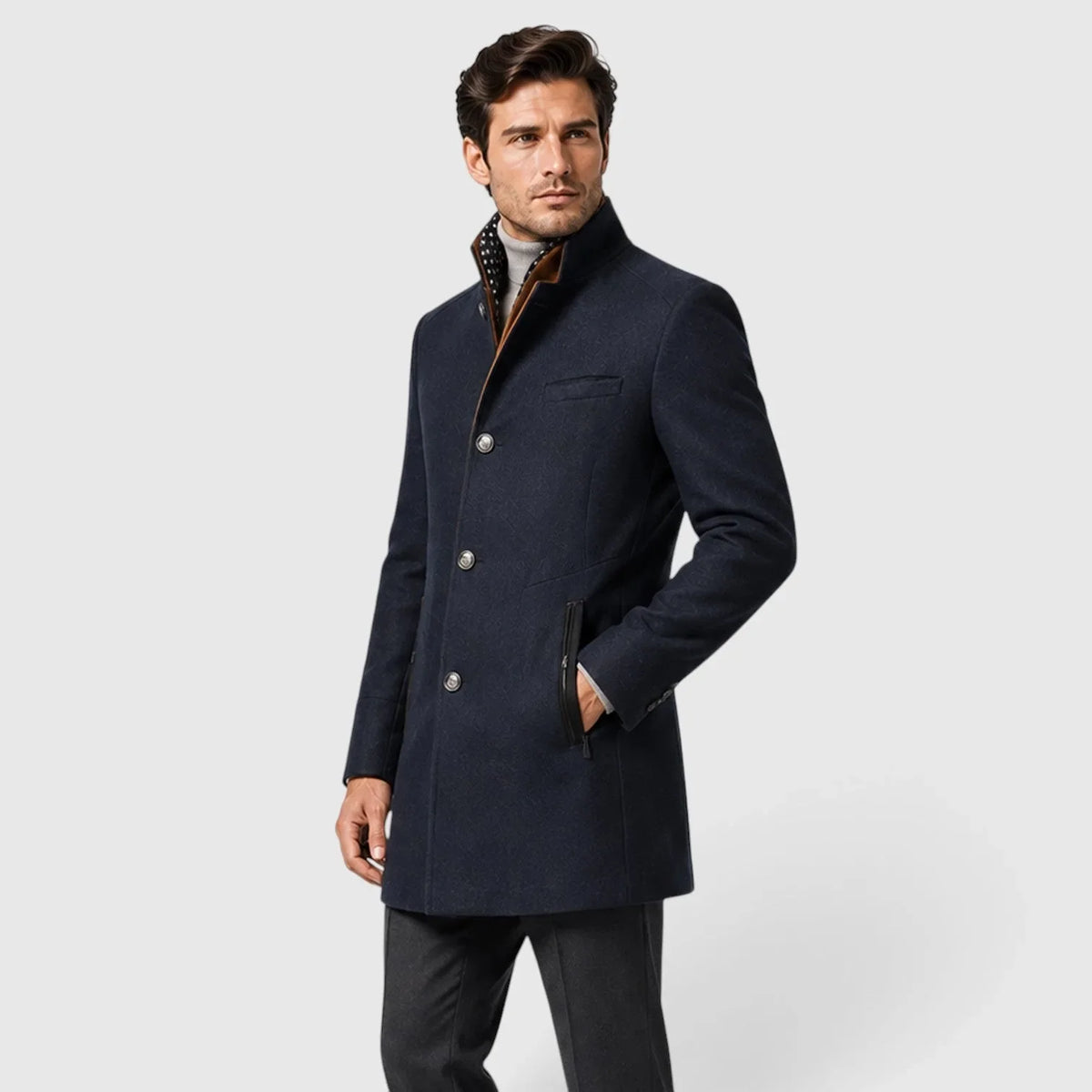 Men's Wool Blend Trench Coat | Smart Casual Overcoat