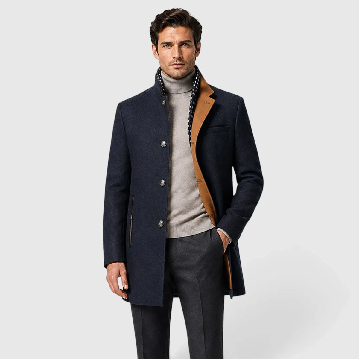 Men's Wool Blend Trench Coat | Smart Casual Overcoat