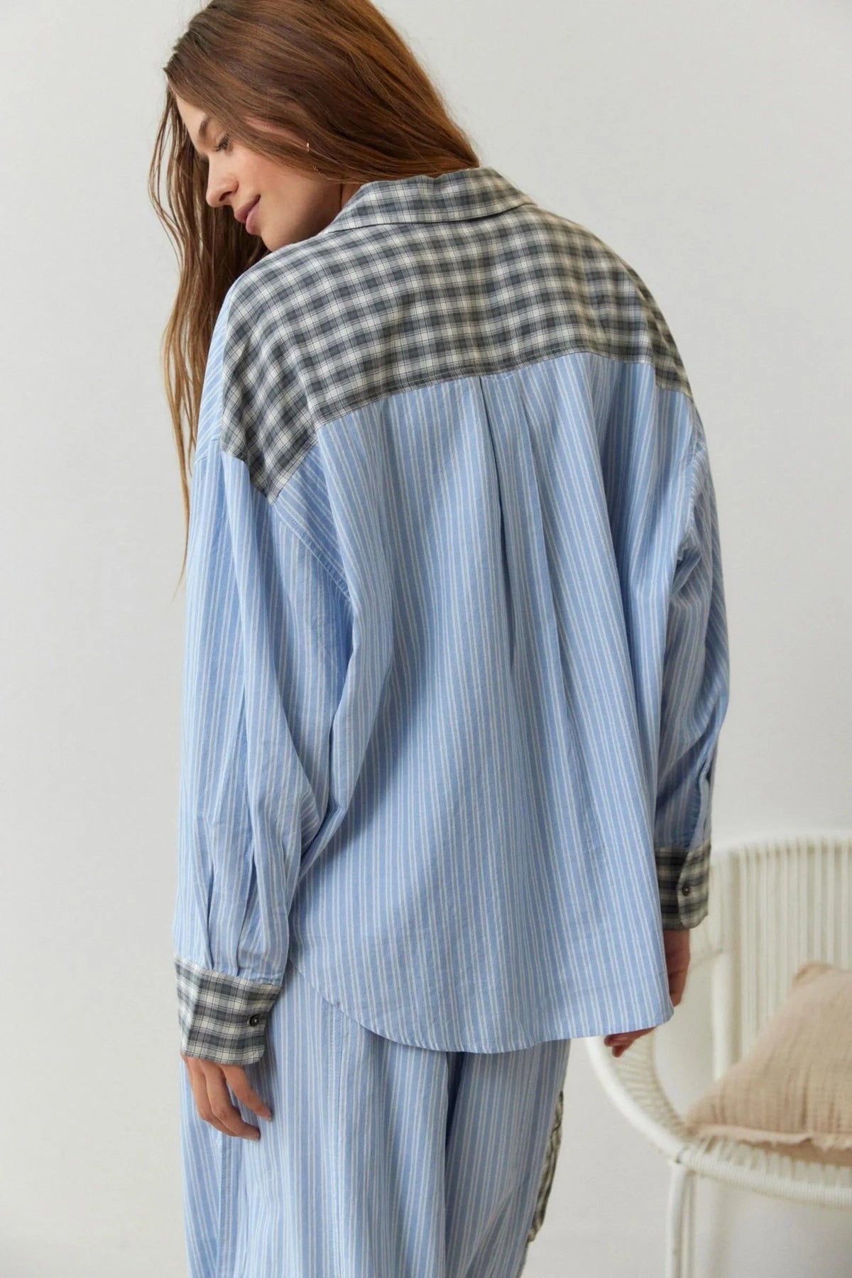 Ensemble de pyjama rayé en coton pour femme