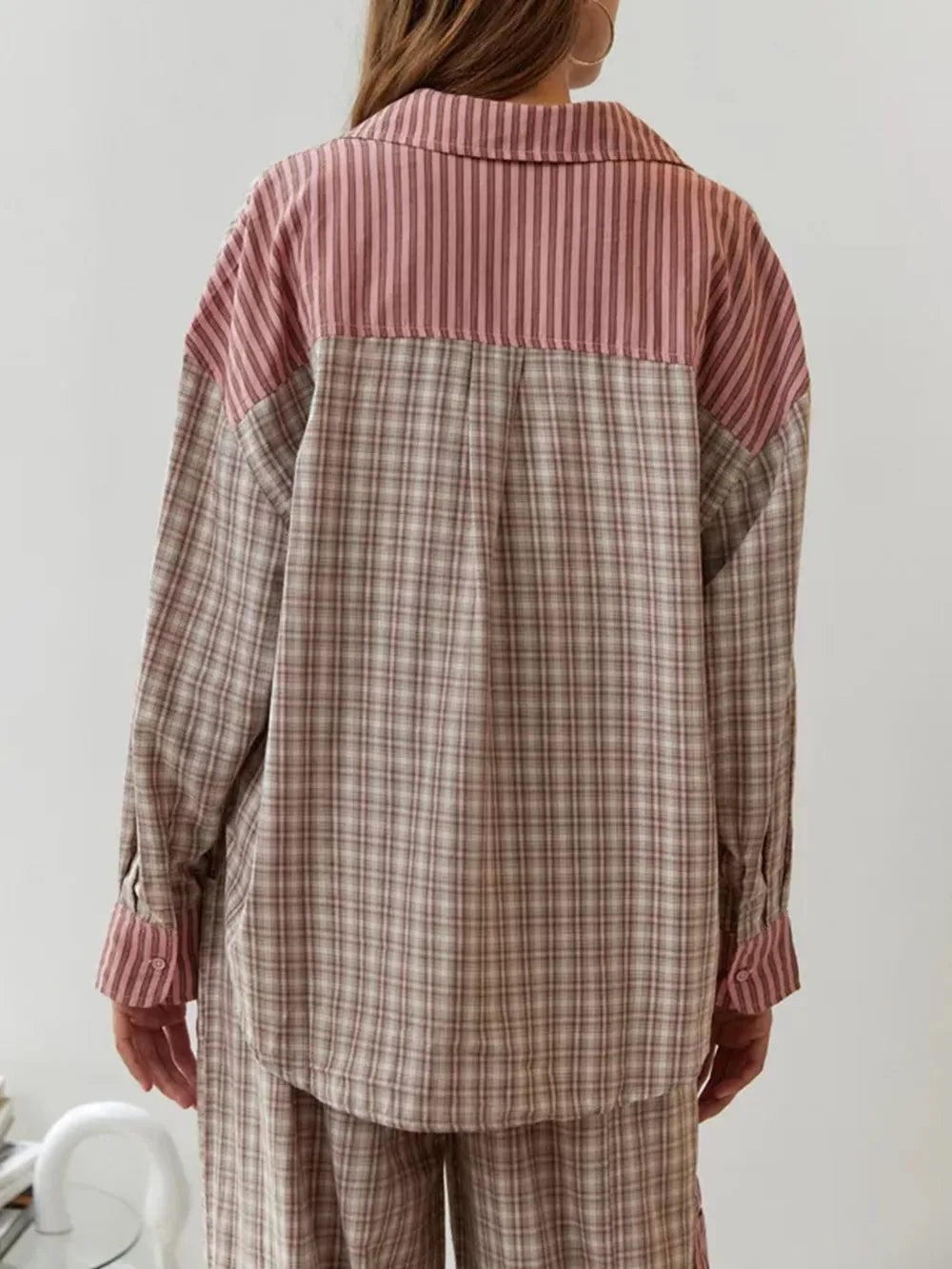 Ensemble de pyjama rayé en coton pour femme