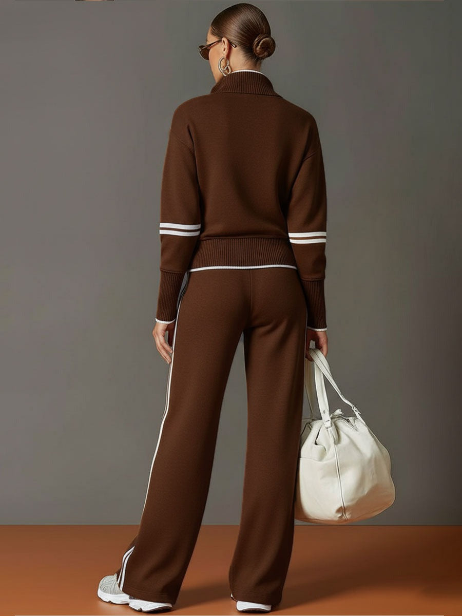 Women's Half-Zip Sweatshirt and Wide-Leg Jogger Set