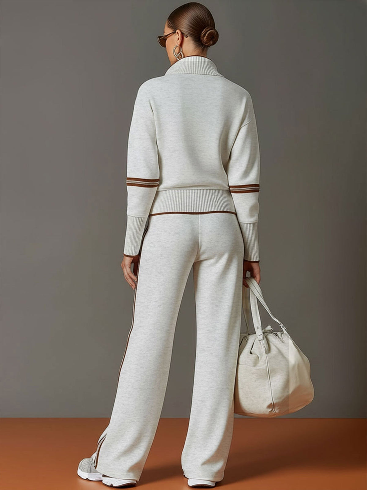 Women's Half-Zip Sweatshirt and Wide-Leg Jogger Set