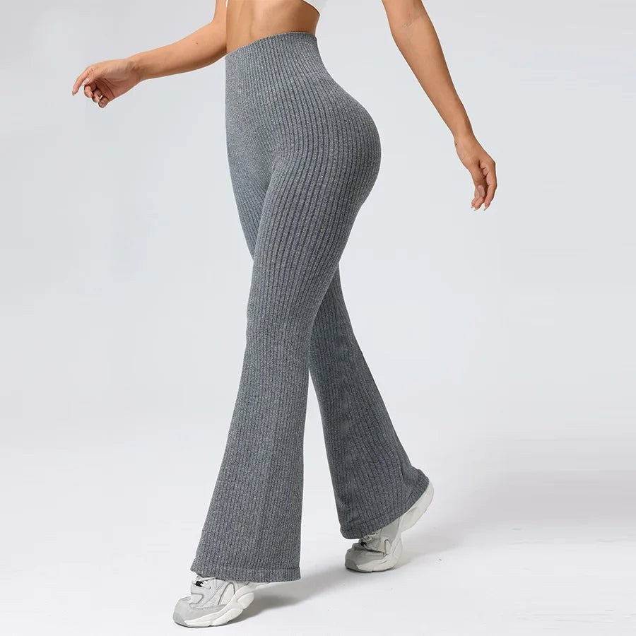Legging évasé côtelé pour femme | Pantalon de yoga taille haute