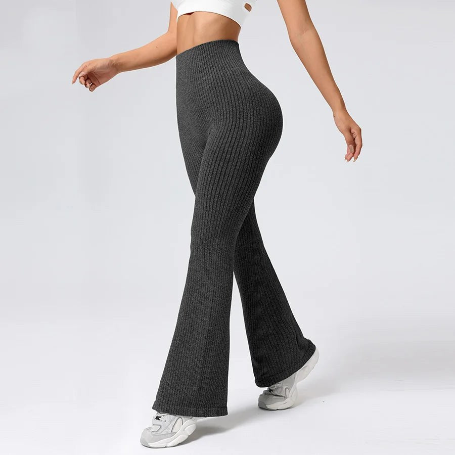 Legging évasé côtelé pour femme | Pantalon de yoga taille haute