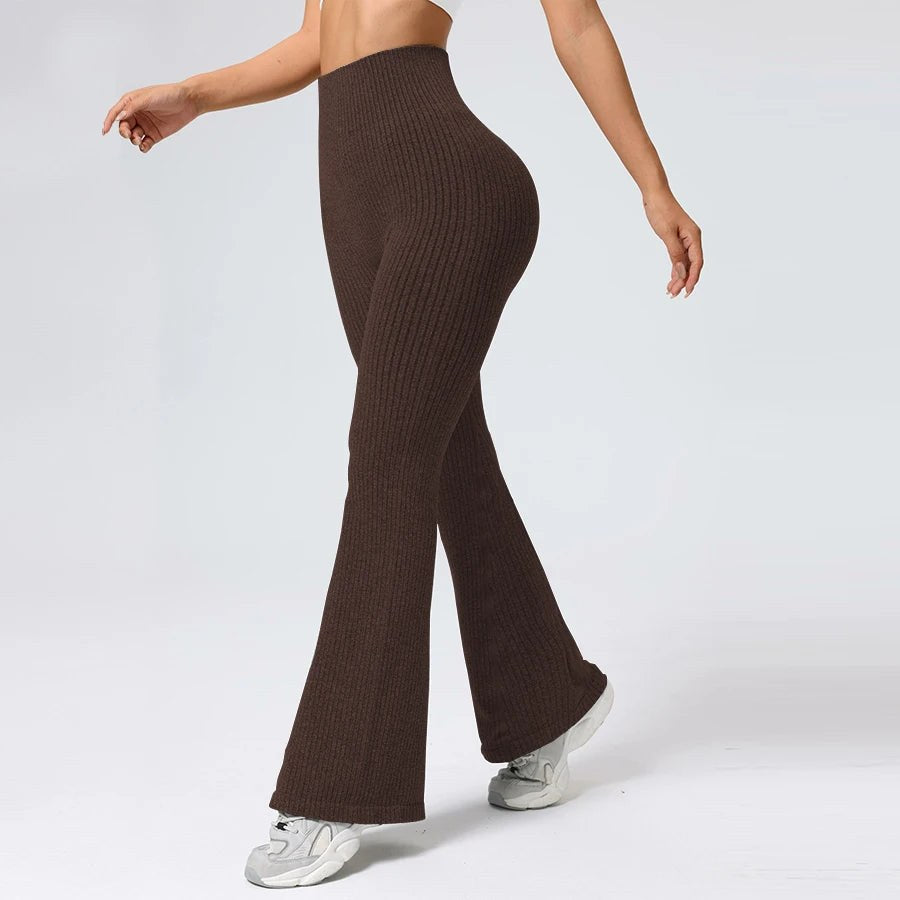 Legging évasé côtelé pour femme | Pantalon de yoga taille haute