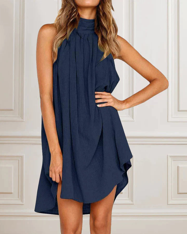 Pleated Halter Neck Mini Dress
