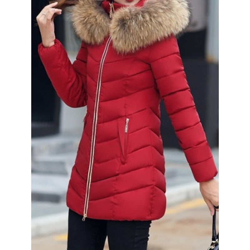 Parka matelassée pour femme avec capuche en fausse fourrure