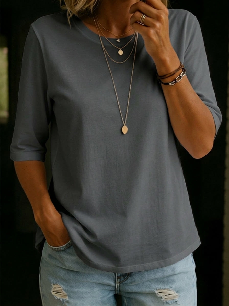 Half Sleeve T-Shirt with Crew Neck for Everyday Wear