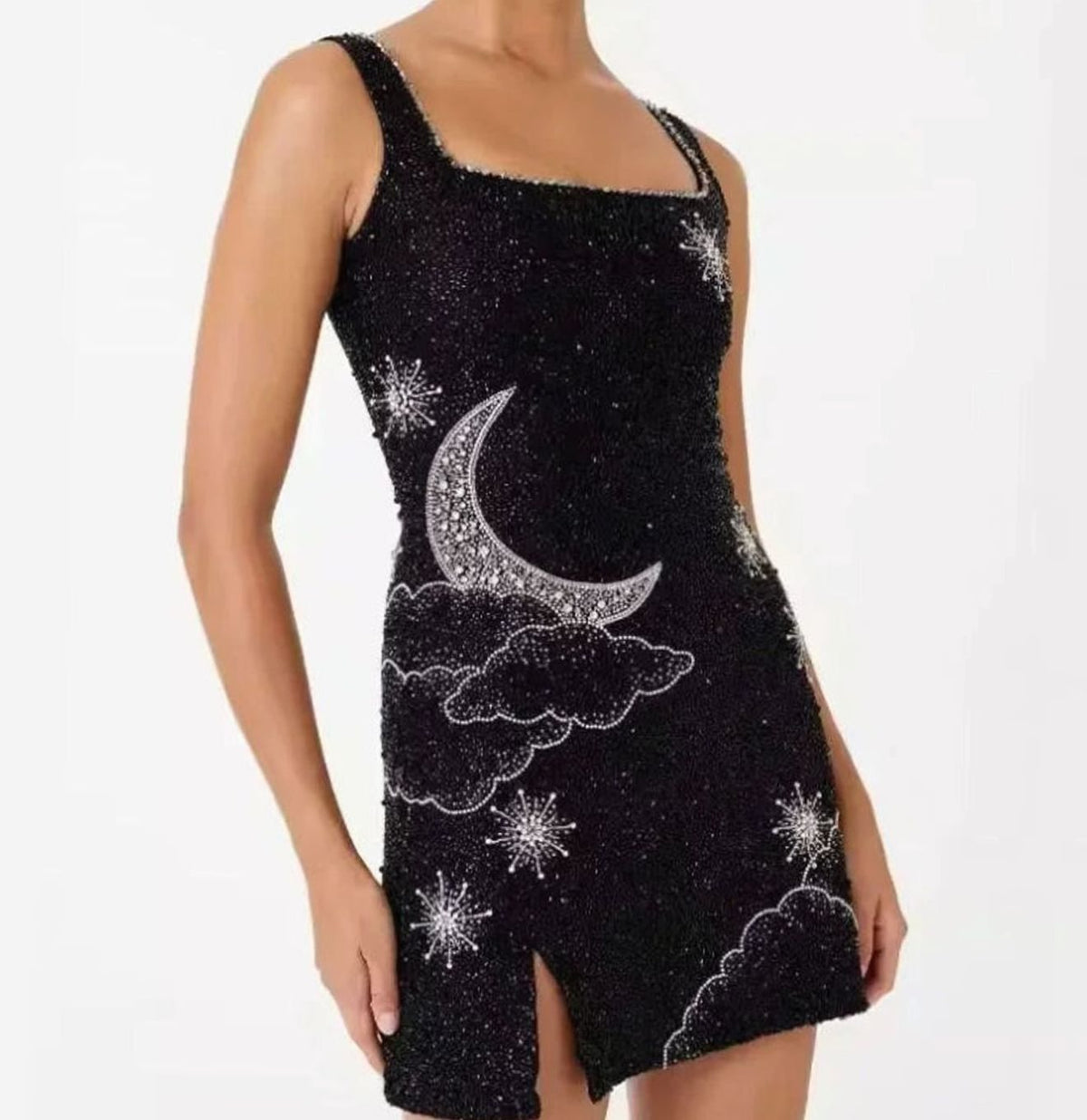 Women's Sequin Mini Dress | Black Celestial Party Dress