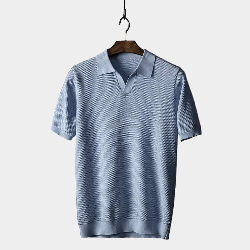 Men's Textured Knit Polo Shirt | Short Sleeve Classic Collar