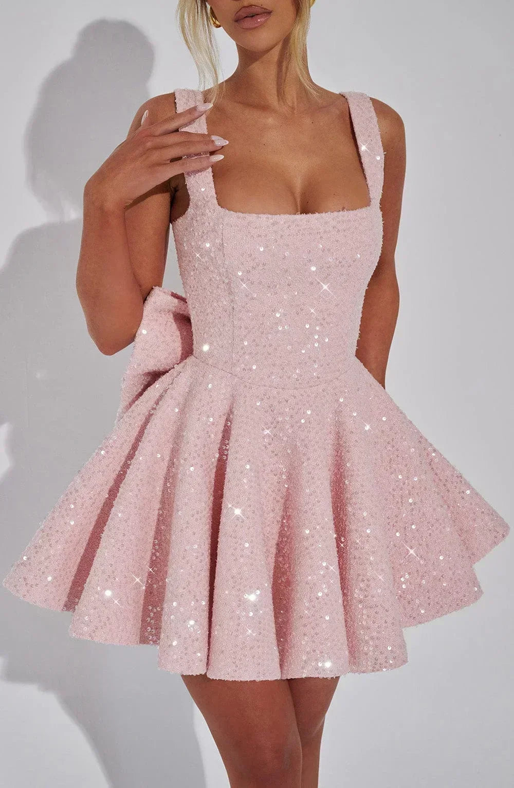 Mini-robe à sequins pour femme avec détail nœud
