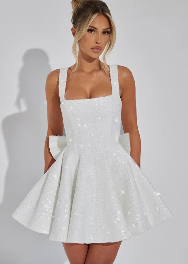 Mini-robe à sequins pour femme avec détail nœud