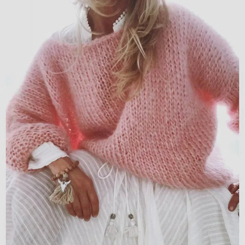 Pull en maille oversize pour femme | Texture douce et duveteuse