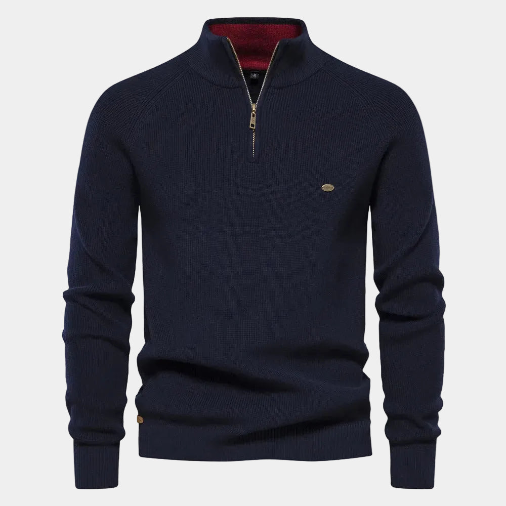 Pull en maille pour homme à demi-zip | Col montant et manches longues