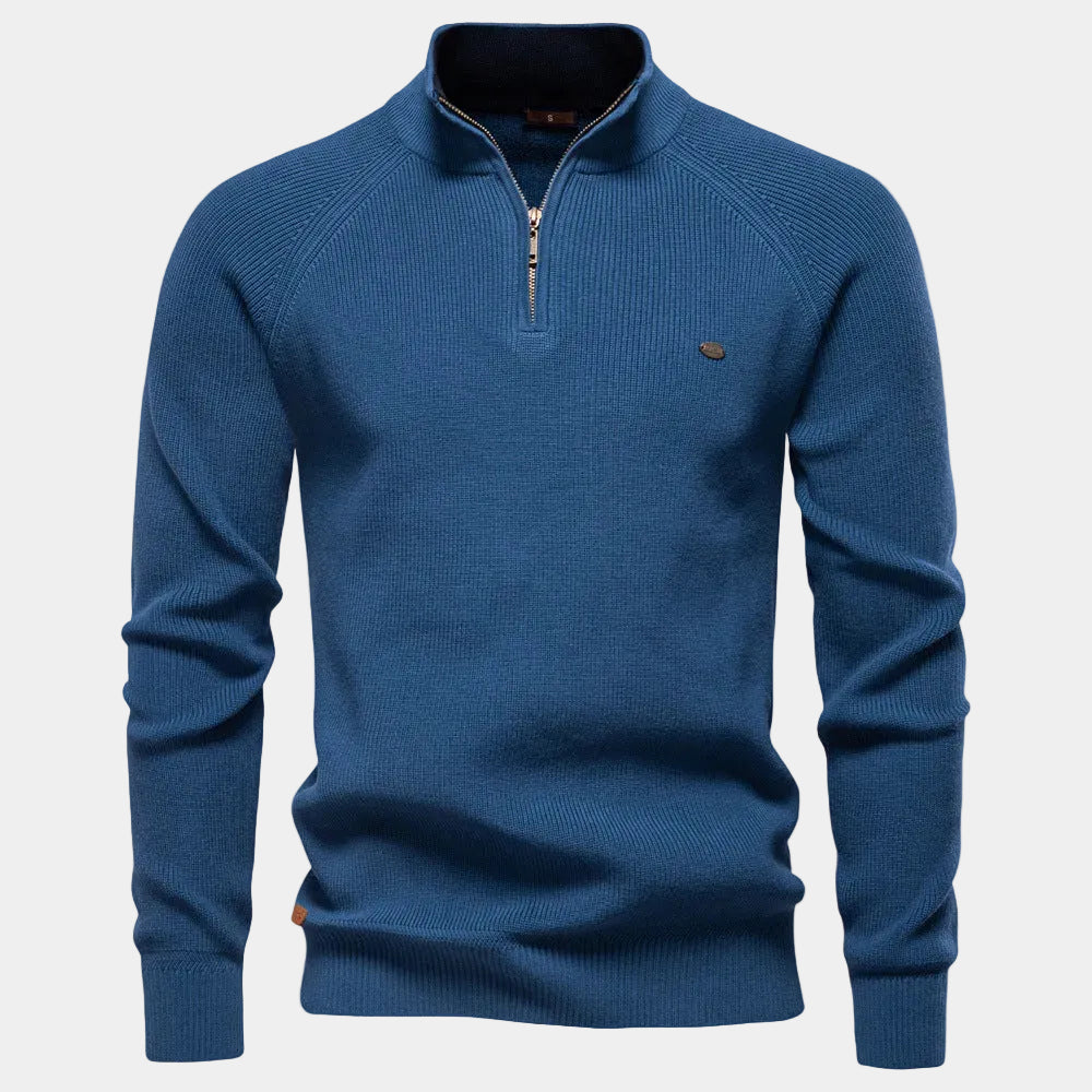 Pull en maille pour homme à demi-zip | Col montant et manches longues