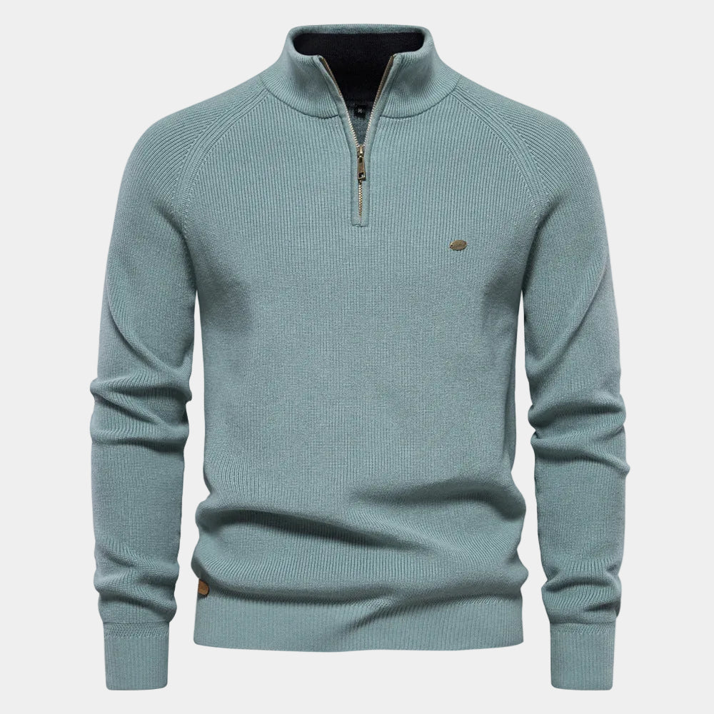 Pull en maille pour homme à demi-zip | Col montant et manches longues