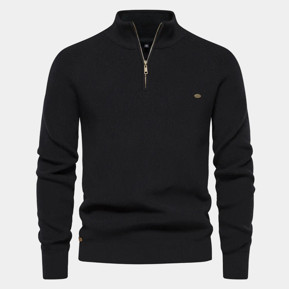 Pull en maille pour homme à demi-zip | Col montant et manches longues