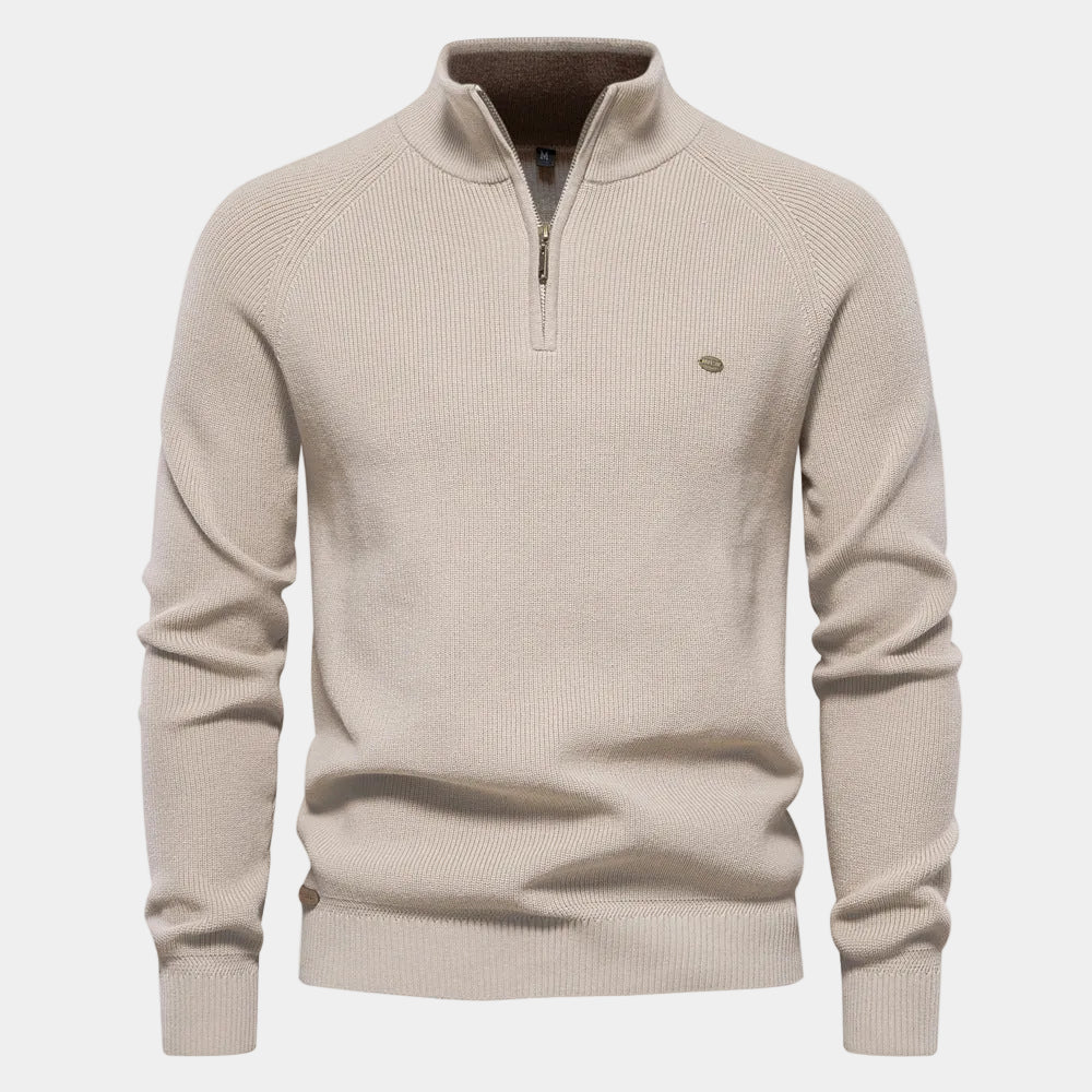 Pull en maille pour homme à demi-zip | Col montant et manches longues