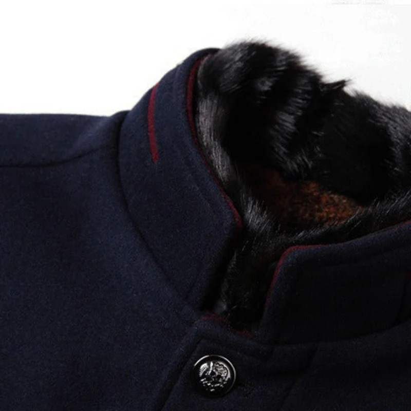 Men's Wool Blend Winter Coat with Stand Collar