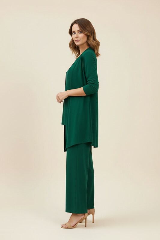 Women's Three-Piece Wide-Leg Trouser and Cardigan Set