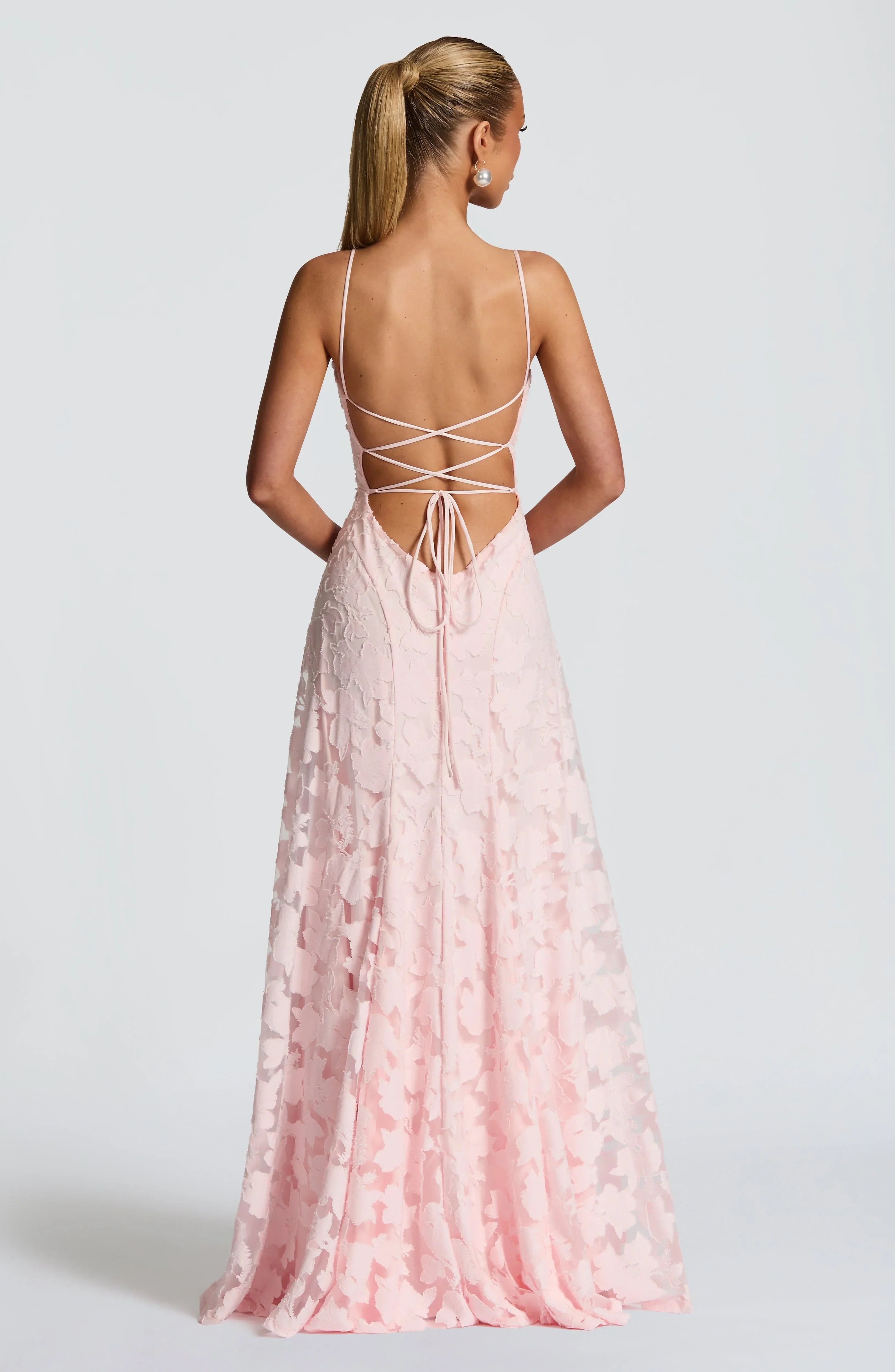 Women's Lace A-Line Maxi Dress with Thin Straps