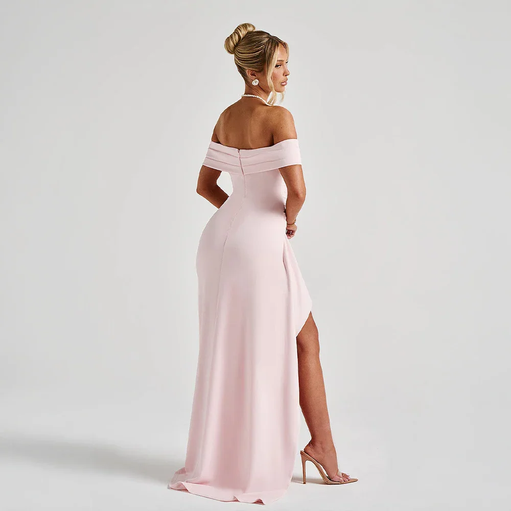 Women's Off Shoulder Maxi Dress with Thigh Slit