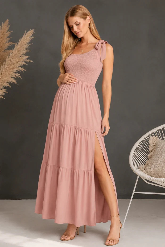 Women's Maternity Shirred Maxi Dress