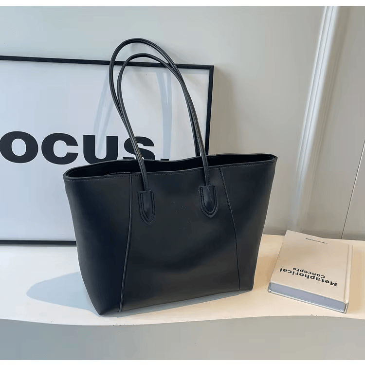 Tote Bag in Faux Leather with Braided Top Handles