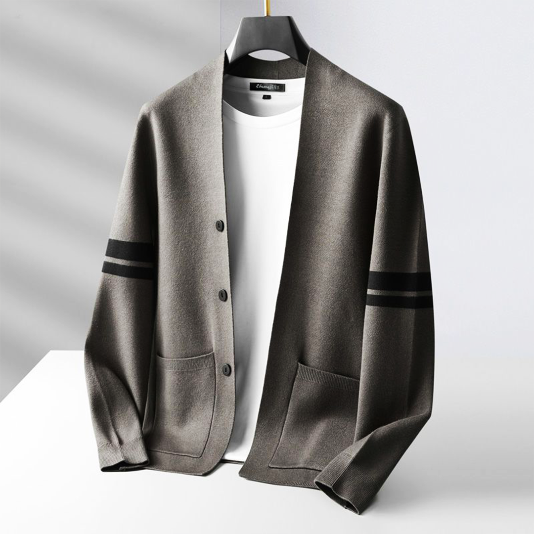 Men’s Striped Button-Up Knitted Cardigan