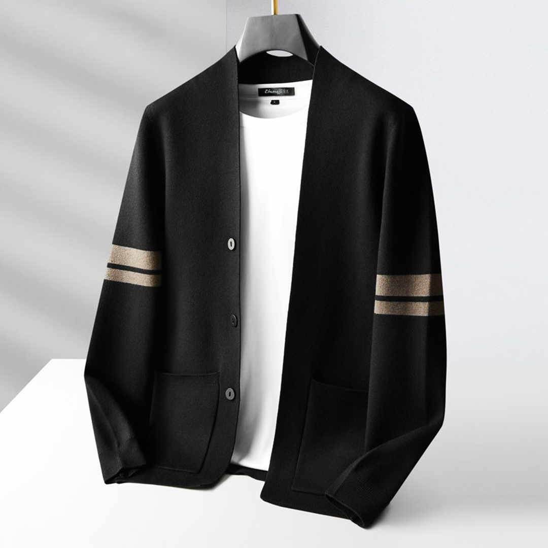 Men’s Striped Button-Up Knitted Cardigan