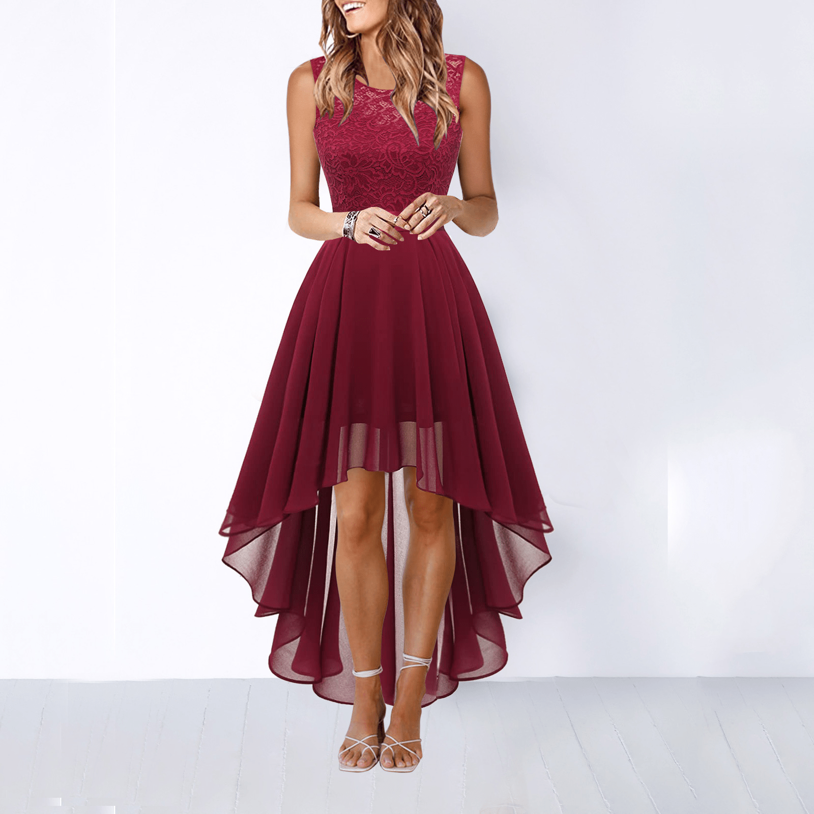 Women's Lace High-Low Midi Occasion Dress