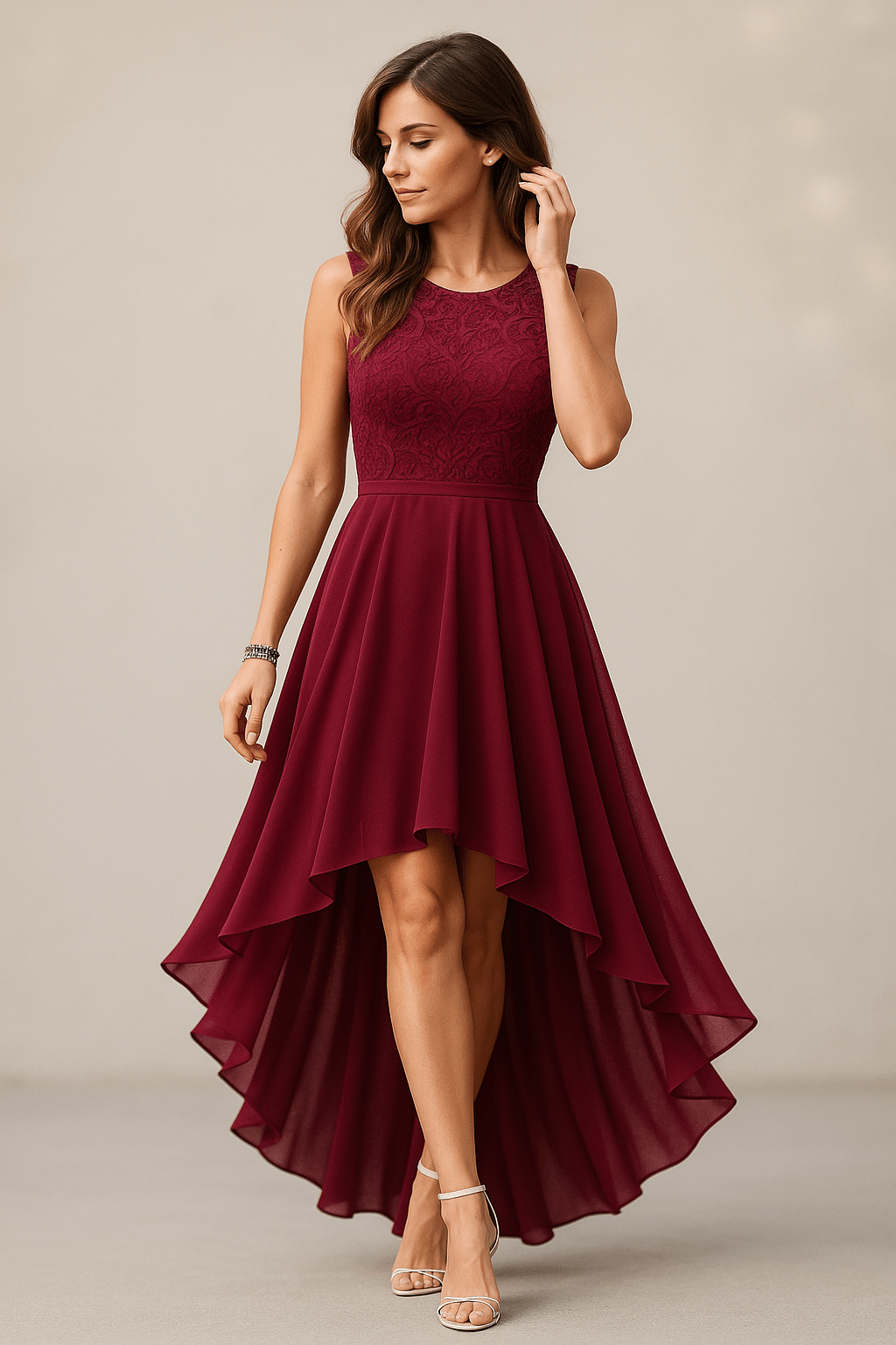 Women's Lace High-Low Midi Occasion Dress