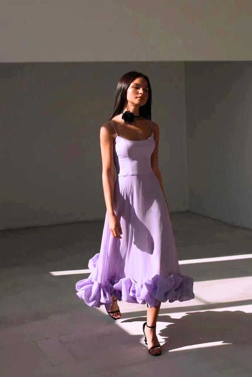 Women's Sleeveless Ruffle Hem Maxi Dress