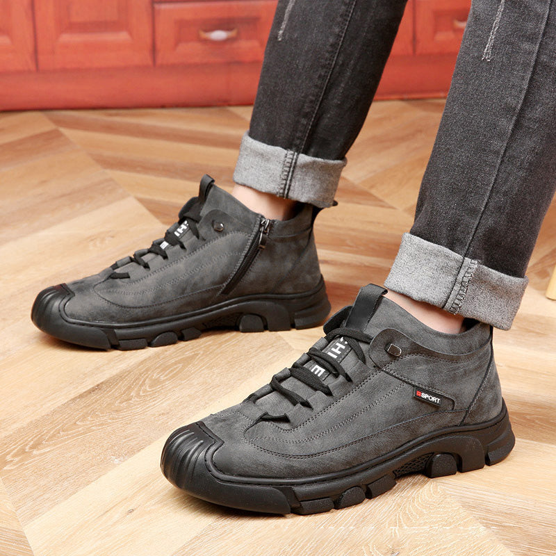 High-Top Ankle Boots with Reinforced Toe Cap