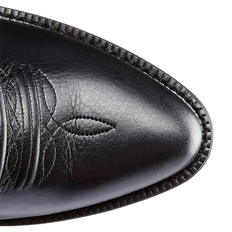 Men's Cowboy Boots in Leather with Stitched Shaft Detail