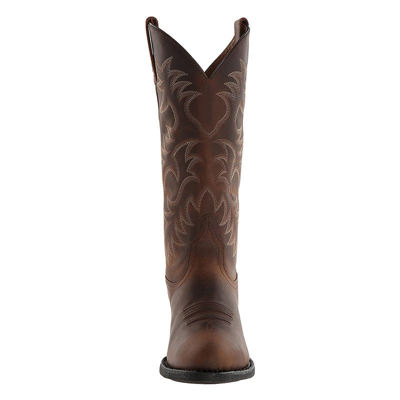 Men's Cowboy Boots in Leather with Stitched Shaft Detail