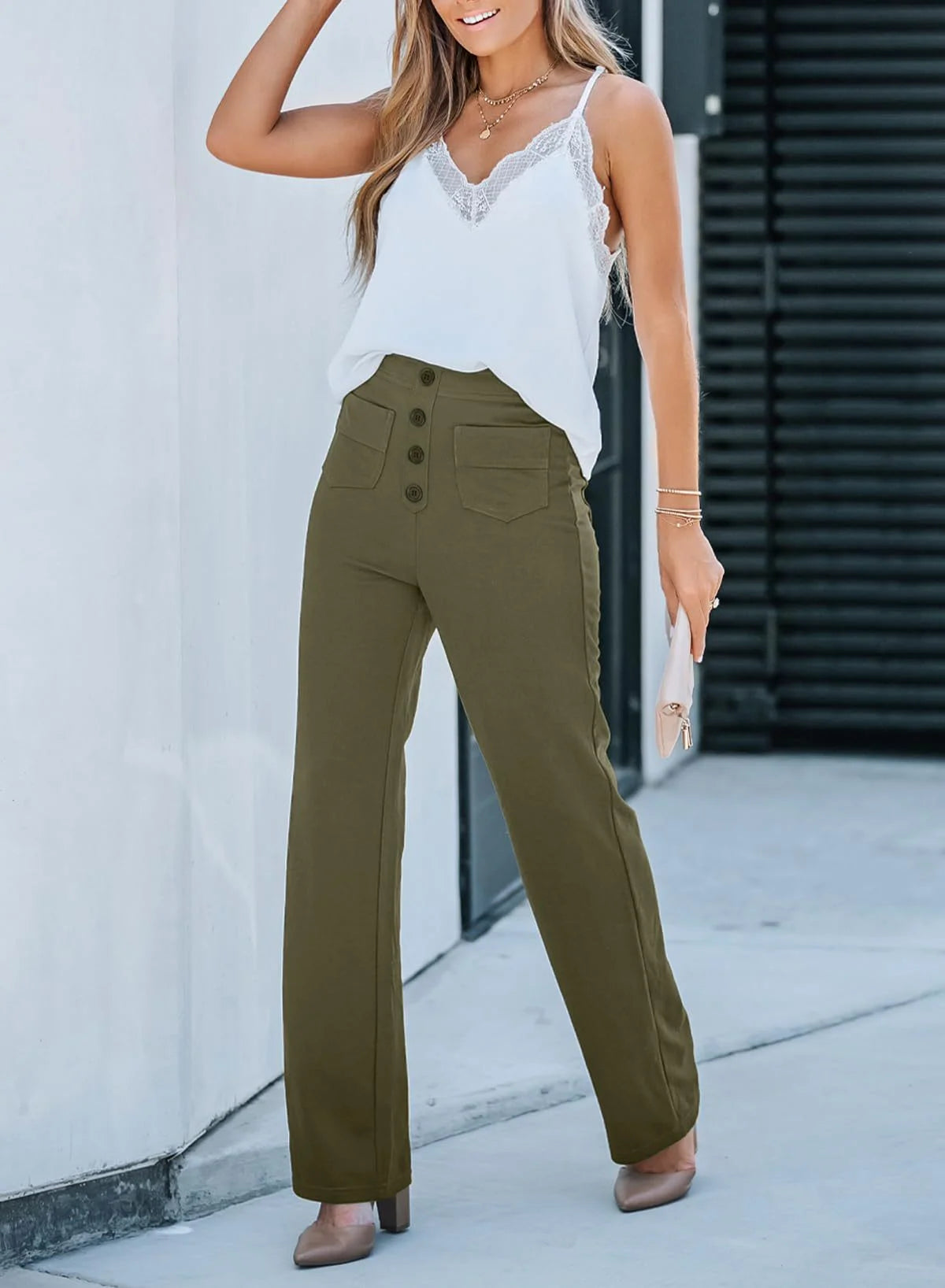 Women's High Waist Wide Leg Trousers