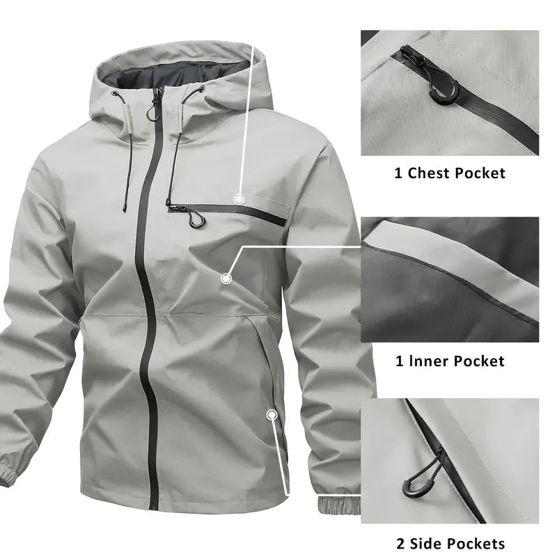Men's Waterproof Hooded Rain Jacket