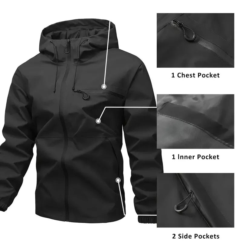 Men's Waterproof Hooded Rain Jacket