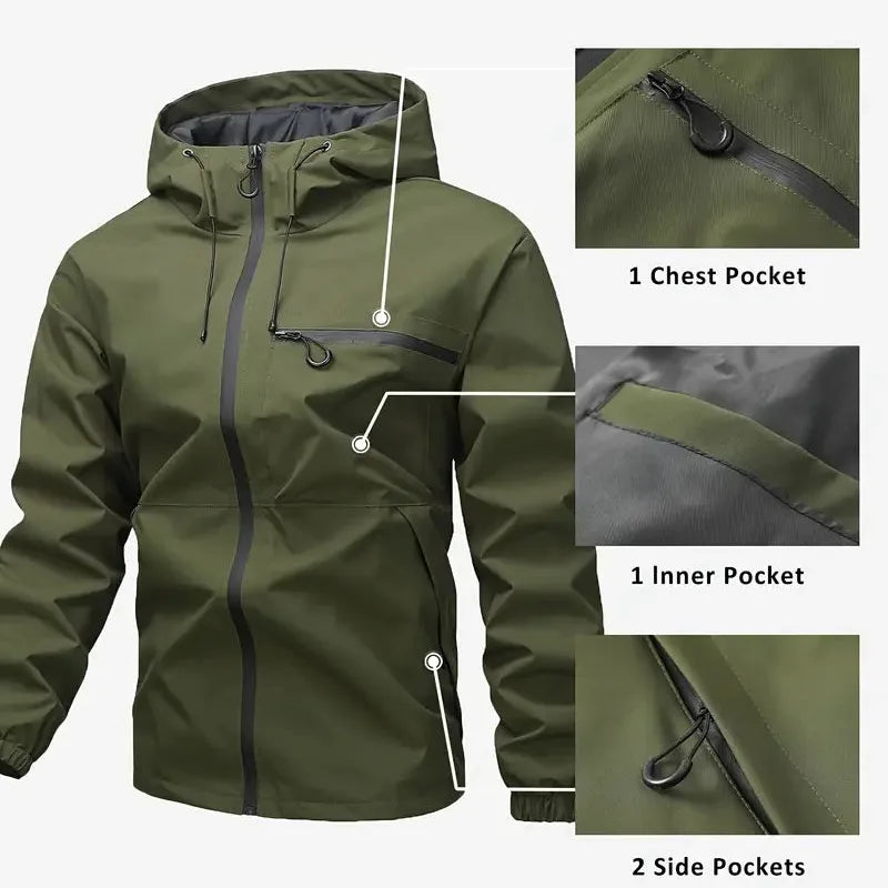 Men's Waterproof Hooded Rain Jacket