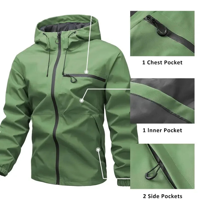 Men's Waterproof Hooded Rain Jacket