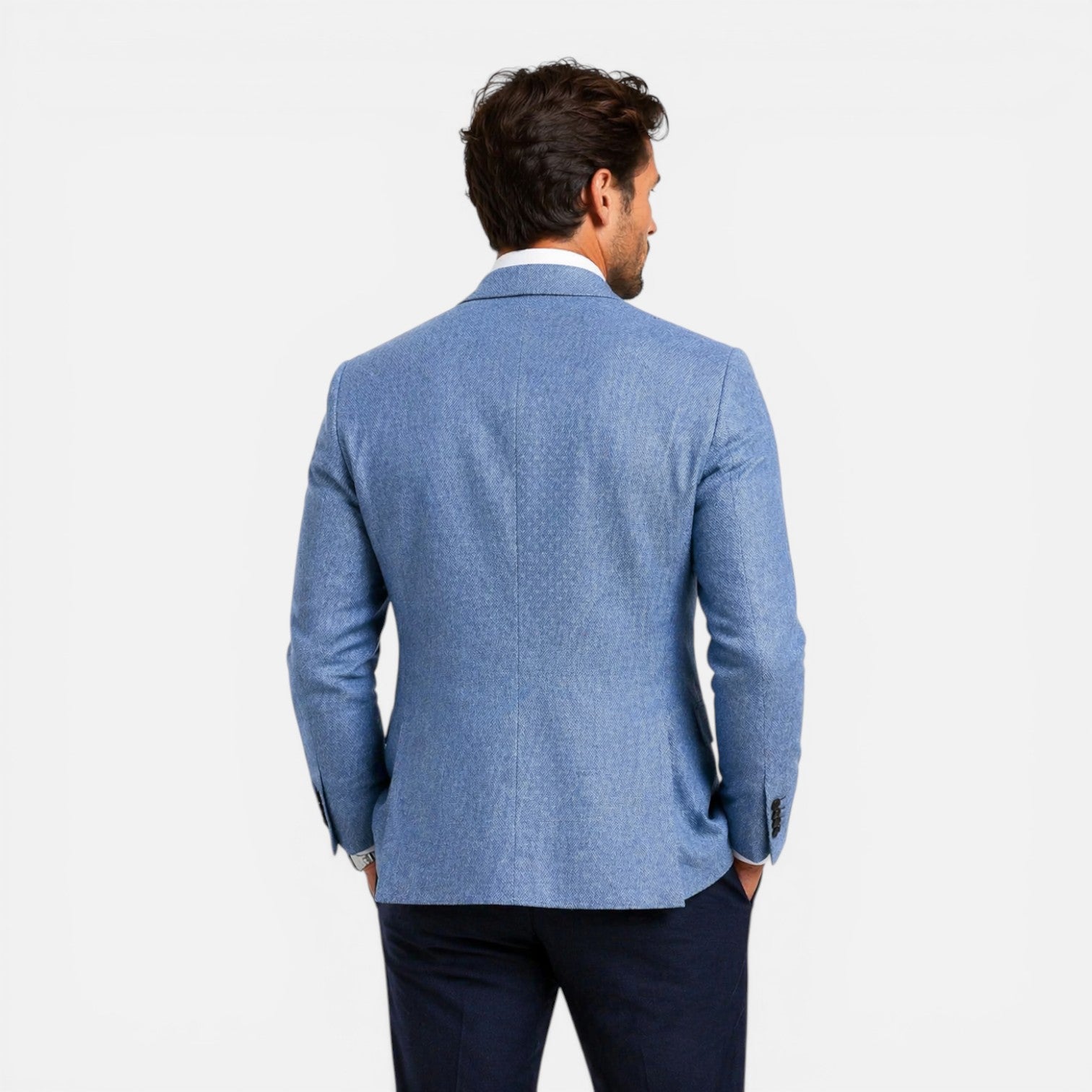 Linen Blazer with Notched Lapel and Chest Pocket