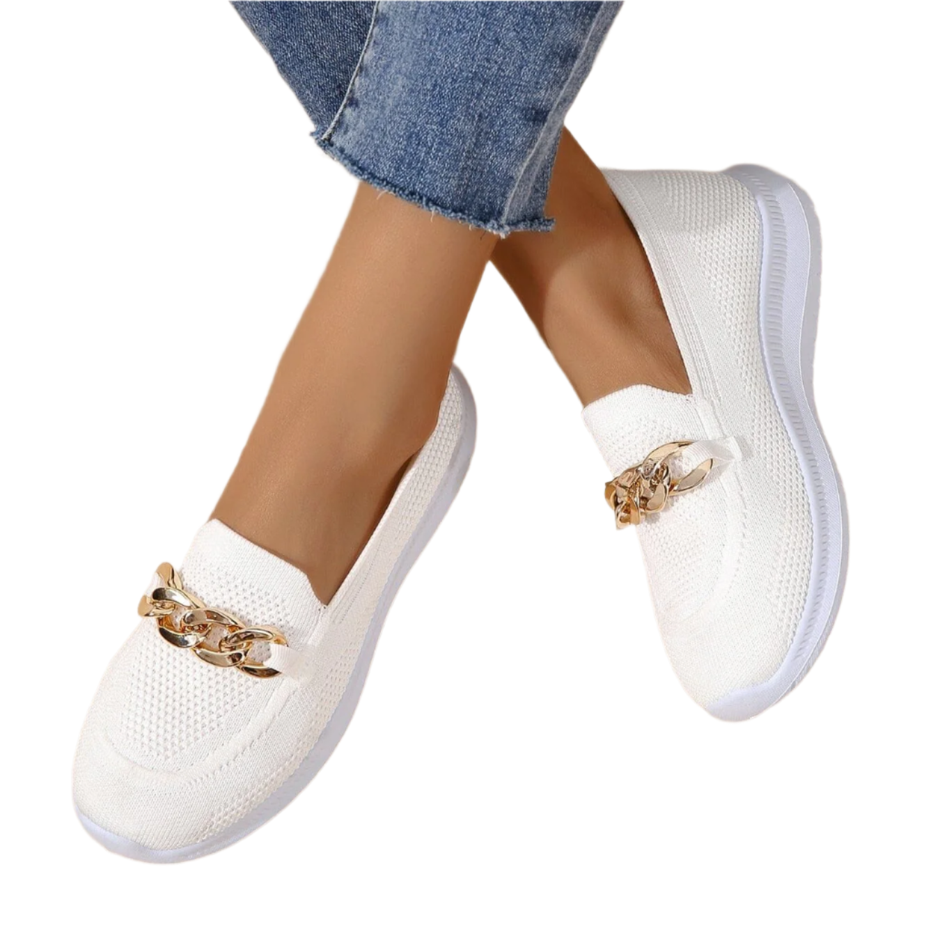 Knit Slip-On Trainers with Chain Detail