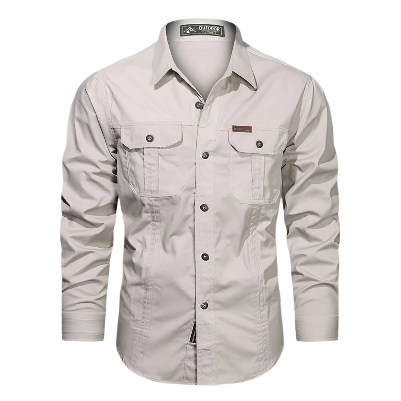 Men's Long Sleeve Utility Shirt with Chest Pockets