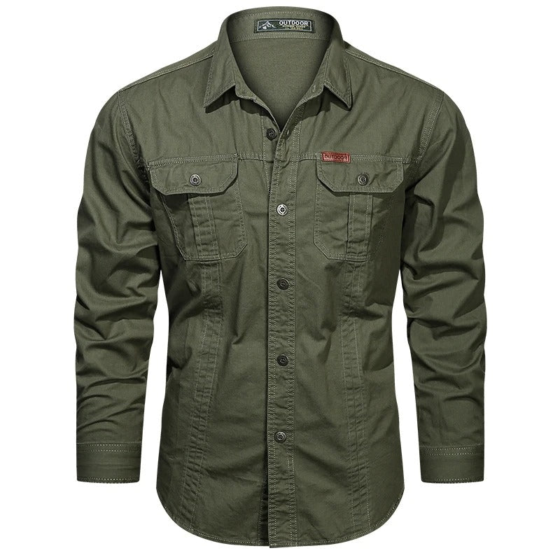 Men's Long Sleeve Utility Shirt with Chest Pockets