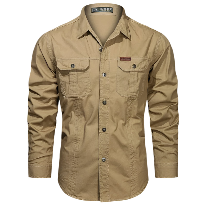 Men's Long Sleeve Utility Shirt with Chest Pockets