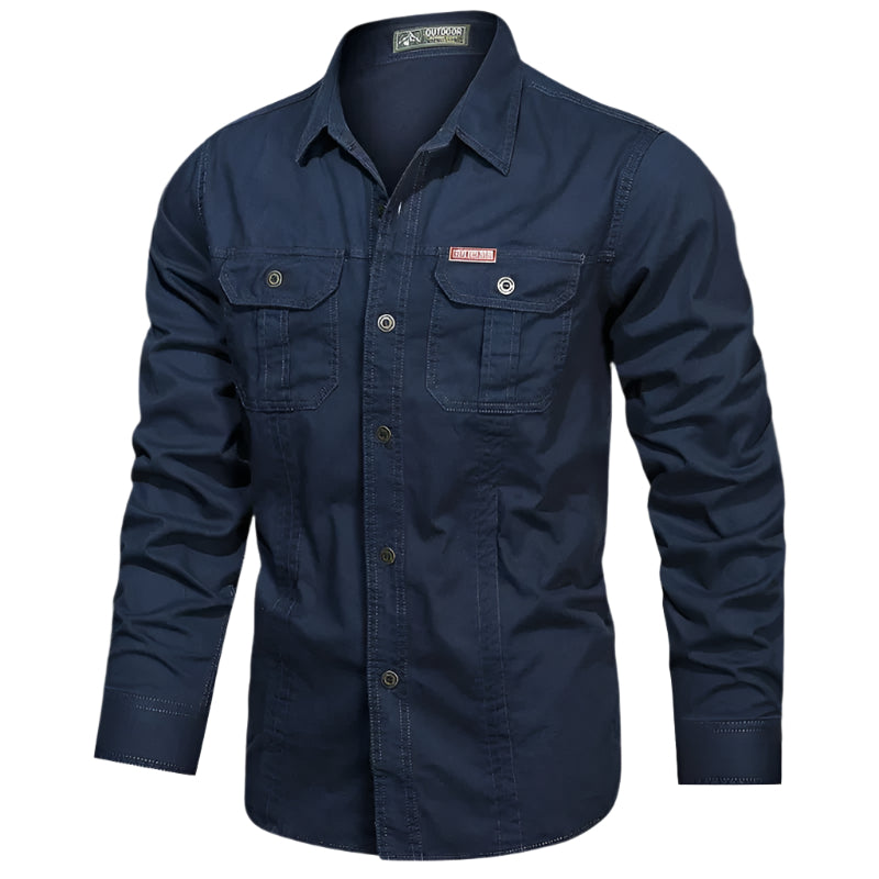 Men's Long Sleeve Utility Shirt with Chest Pockets
